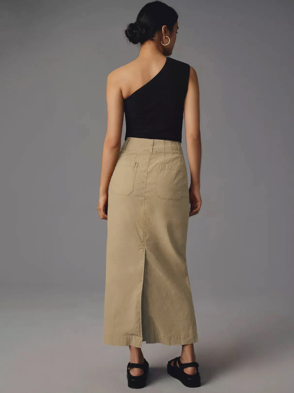 American Style Retro Straight Long Dress Autumn High-end Sense Pocket Skirt Commuter Style Solid Color Elegant Casual Workwear Skirt display picture 16