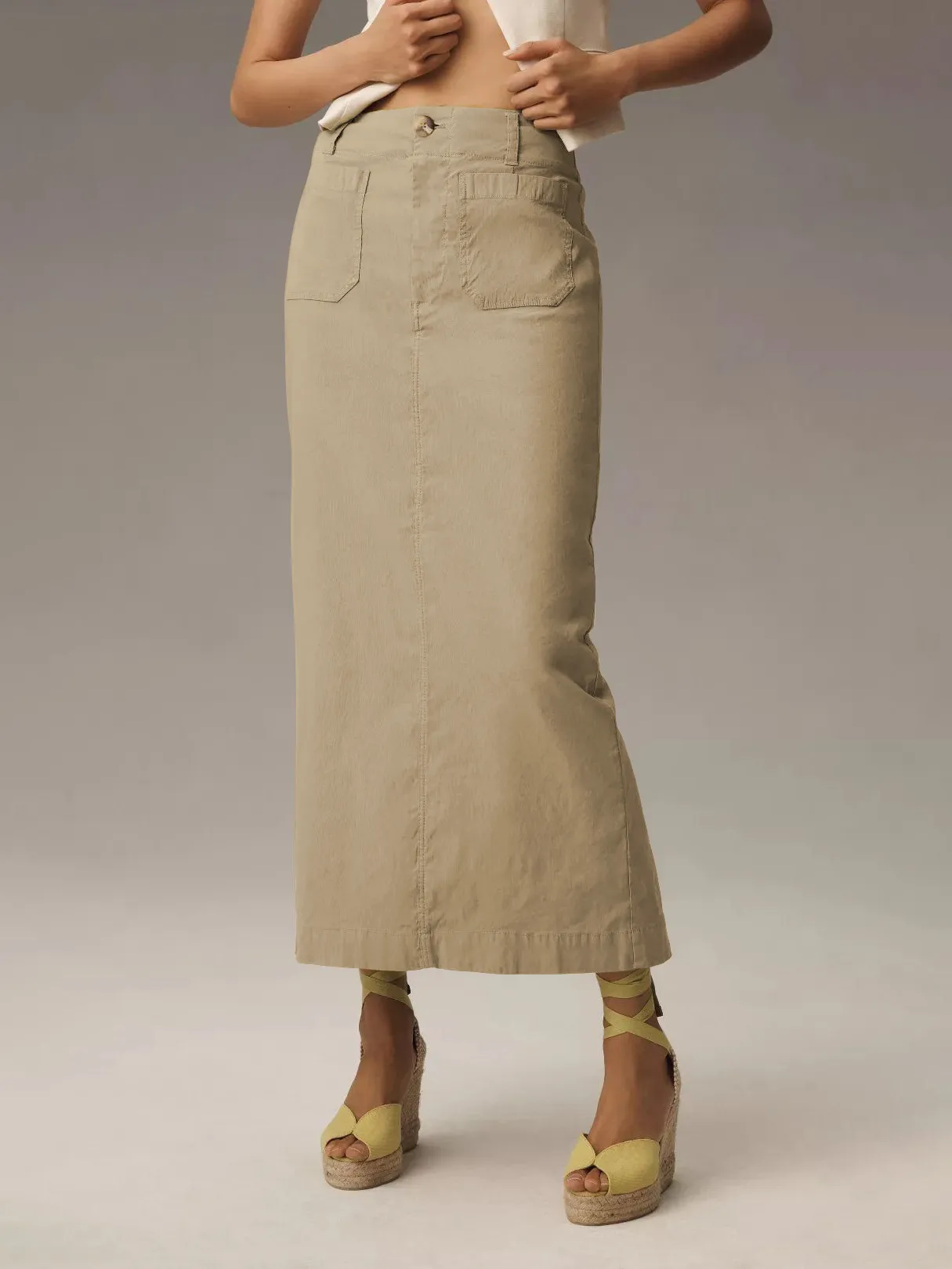 American Style Retro Straight Long Dress Autumn High-end Sense Pocket Skirt Commuter Style Solid Color Elegant Casual Workwear Skirt display picture 18