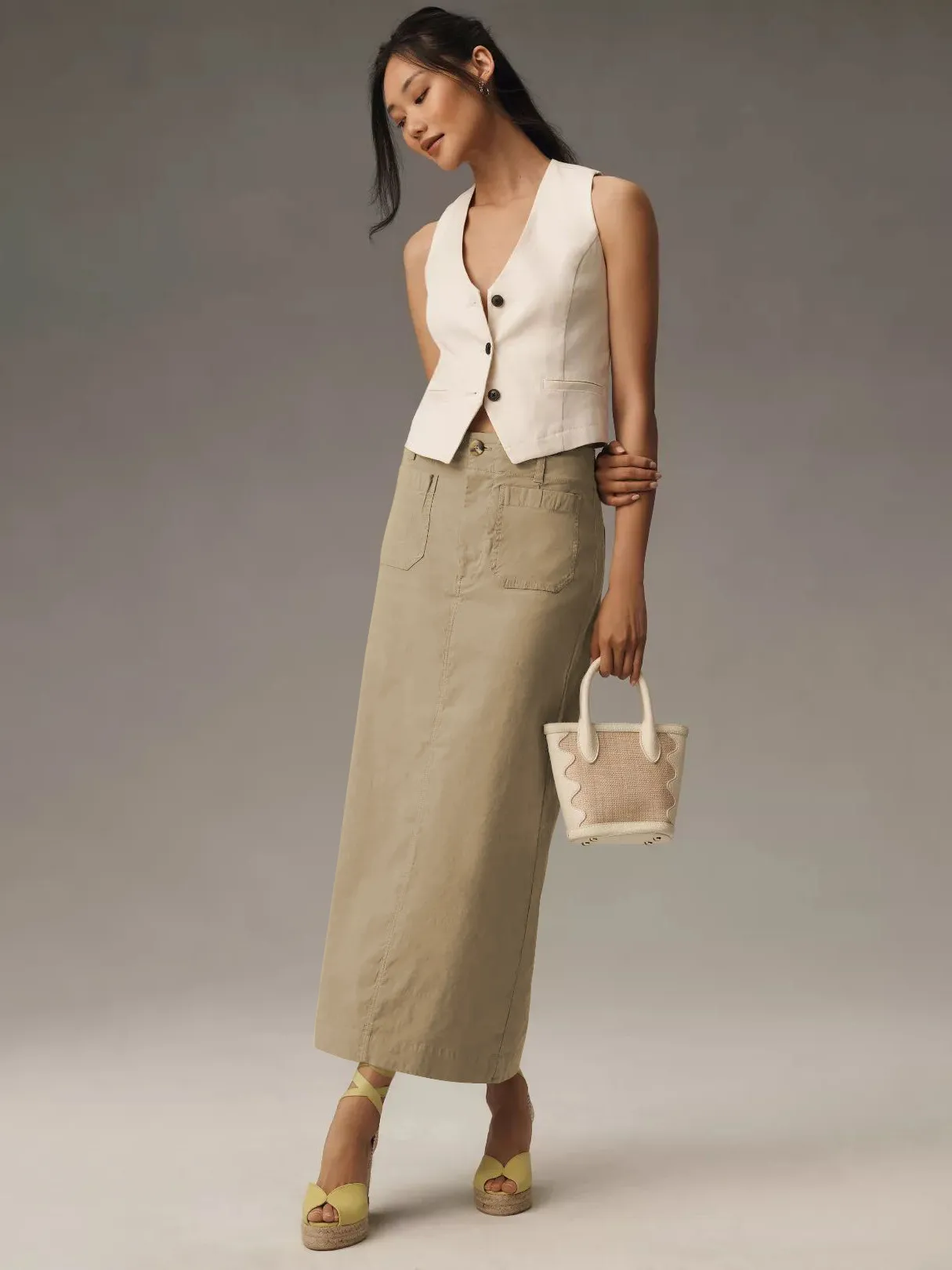 American Style Retro Straight Long Dress Autumn High-end Sense Pocket Skirt Commuter Style Solid Color Elegant Casual Workwear Skirt display picture 19
