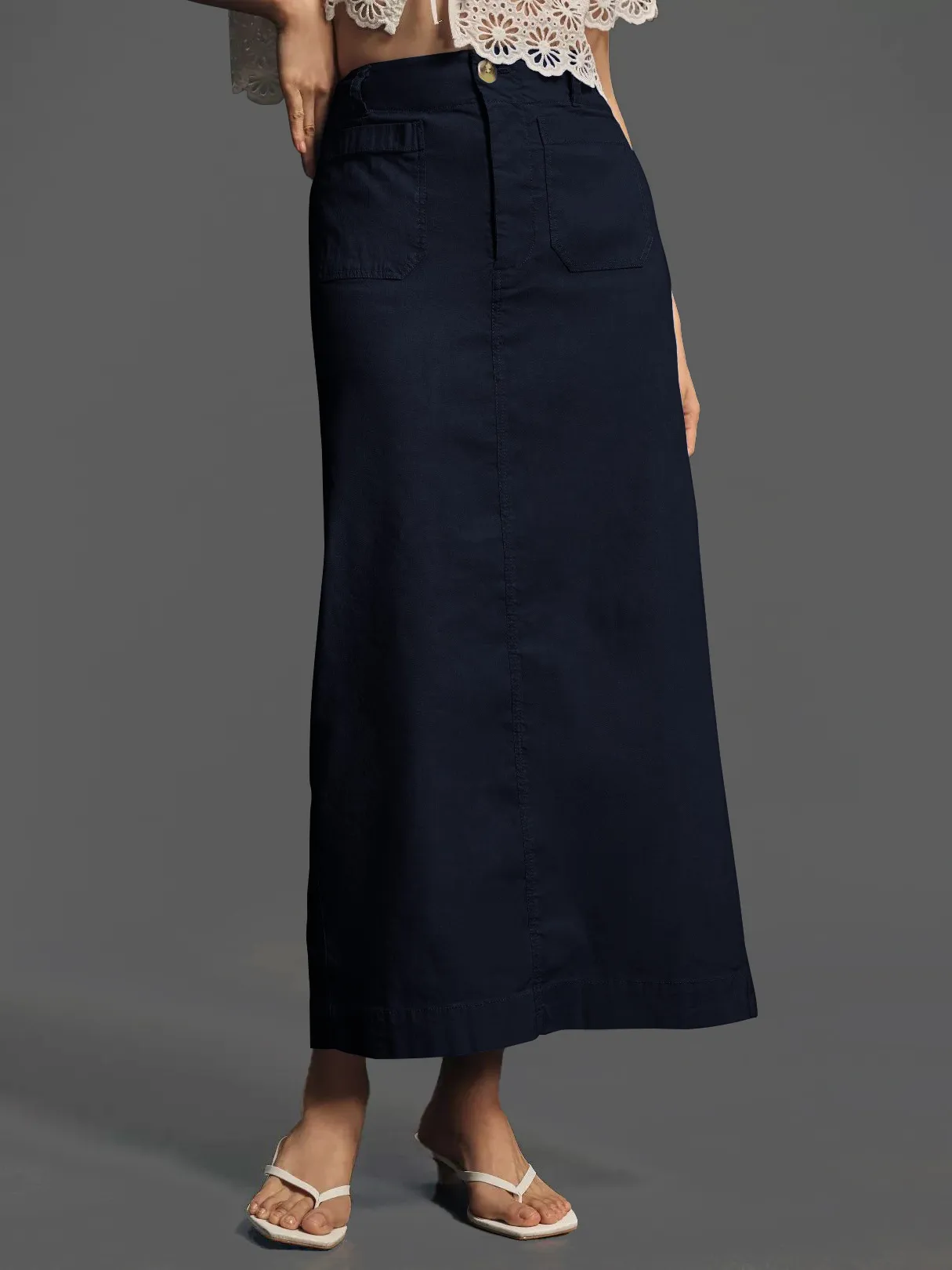 American Style Retro Straight Long Dress Autumn High-end Sense Pocket Skirt Commuter Style Solid Color Elegant Casual Workwear Skirt display picture 21