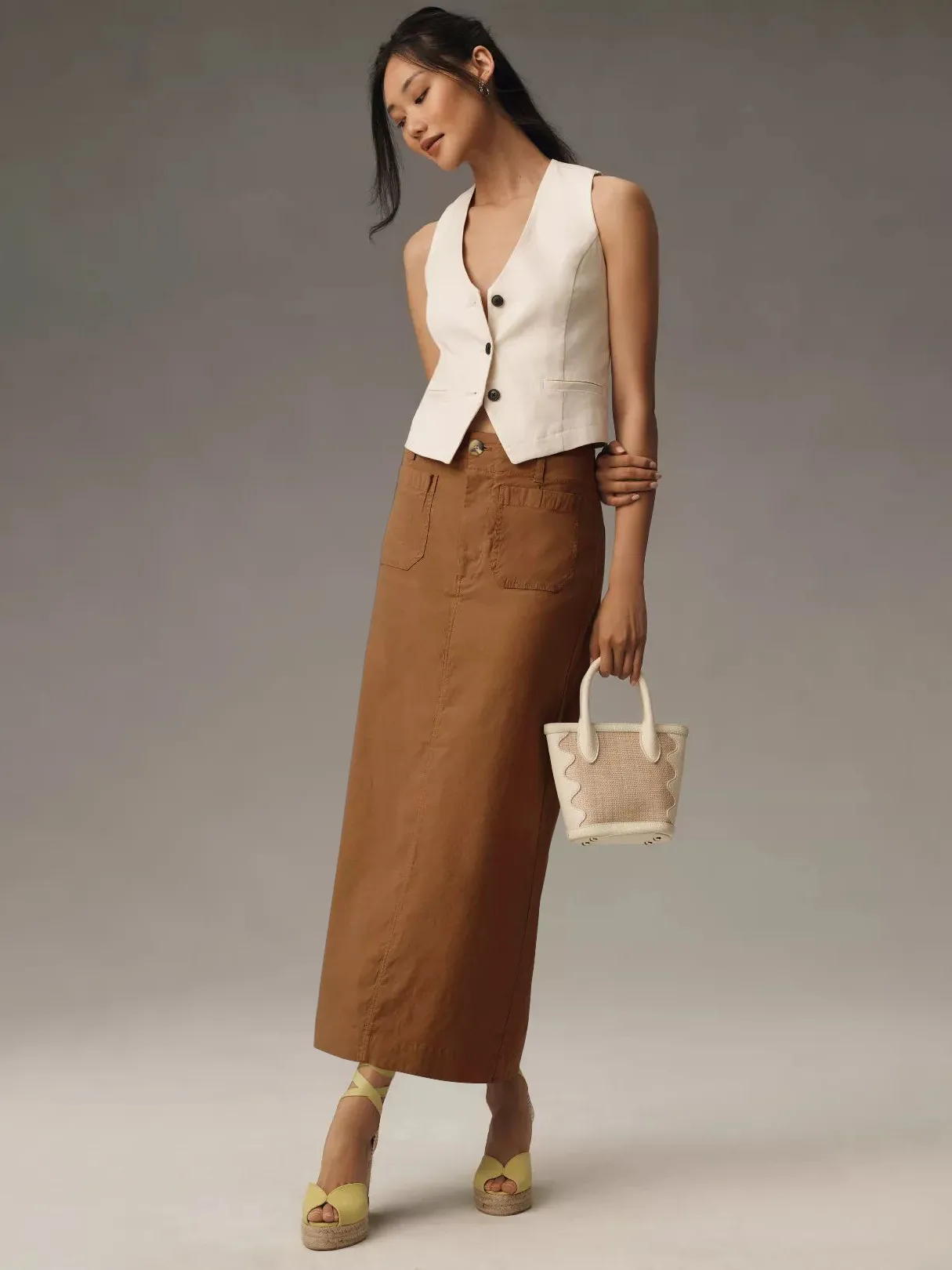 American Style Retro Straight Long Dress Autumn High-end Sense Pocket Skirt Commuter Style Solid Color Elegant Casual Workwear Skirt display picture 27