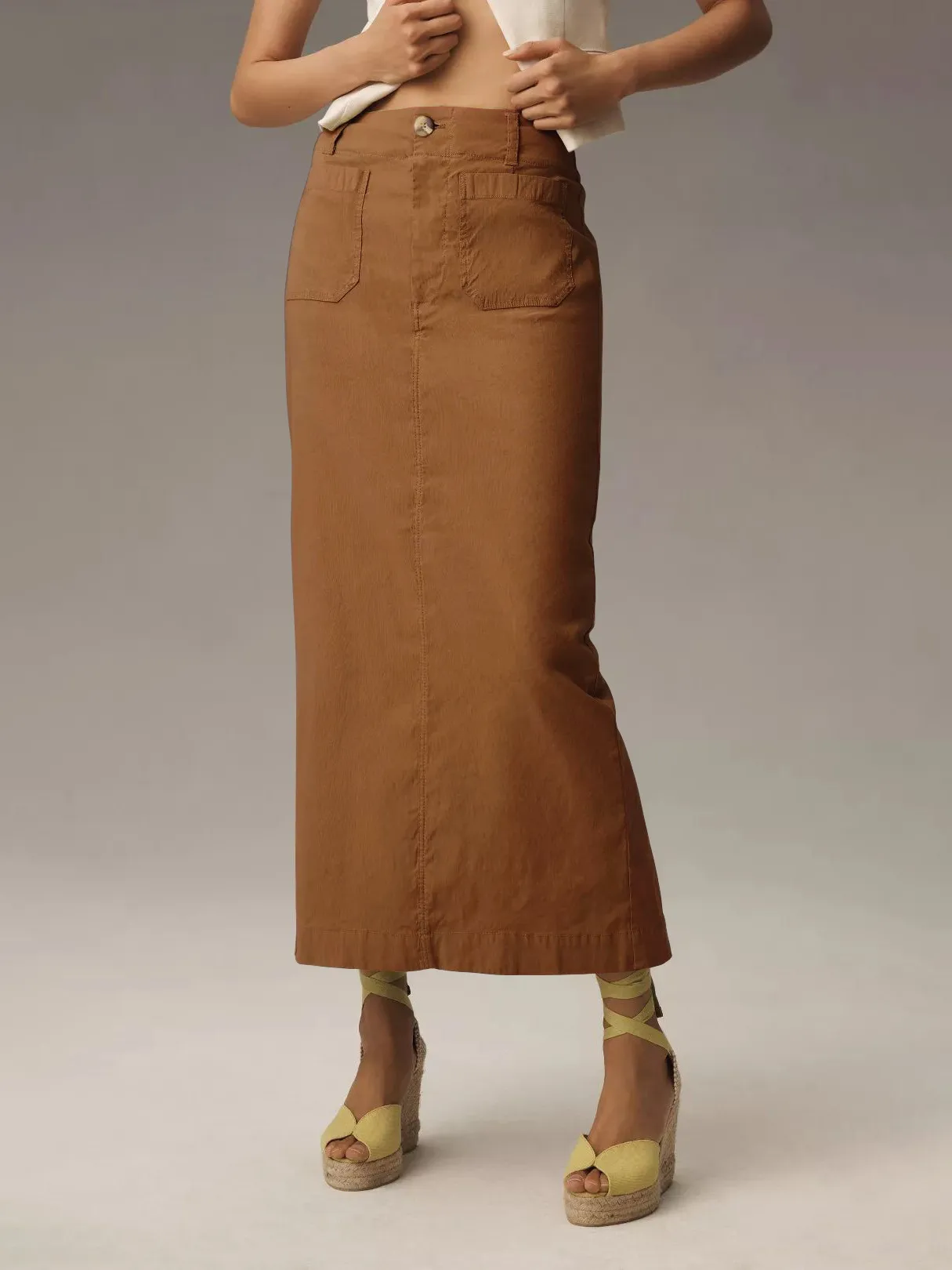 American Style Retro Straight Long Dress Autumn High-end Sense Pocket Skirt Commuter Style Solid Color Elegant Casual Workwear Skirt display picture 28