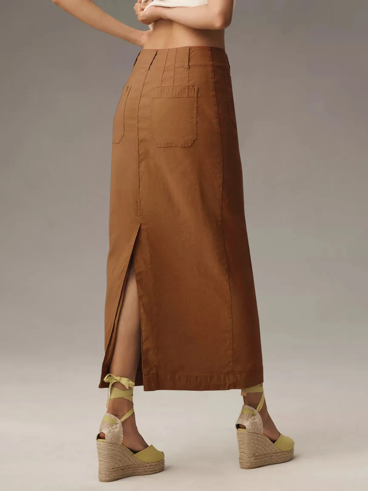 American Style Retro Straight Long Dress Autumn High-end Sense Pocket Skirt Commuter Style Solid Color Elegant Casual Workwear Skirt display picture 29