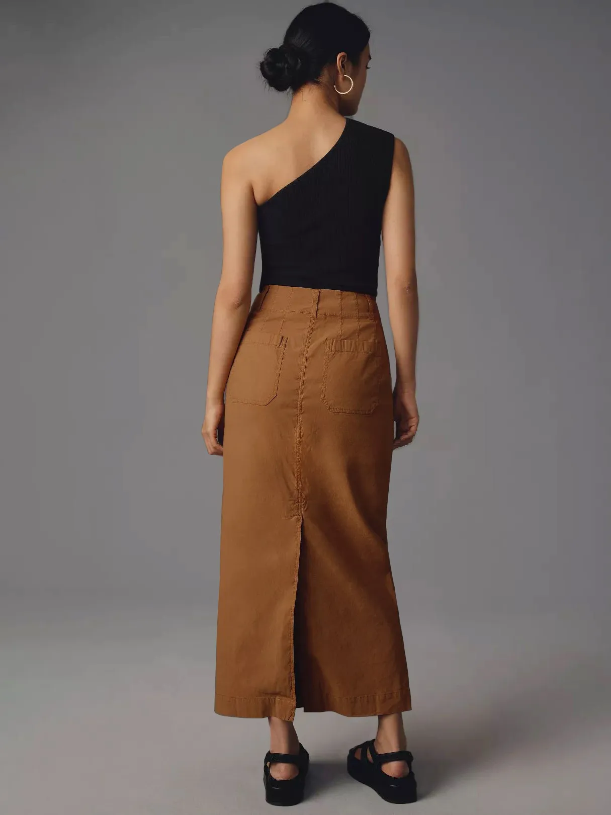 American Style Retro Straight Long Dress Autumn High-end Sense Pocket Skirt Commuter Style Solid Color Elegant Casual Workwear Skirt display picture 30