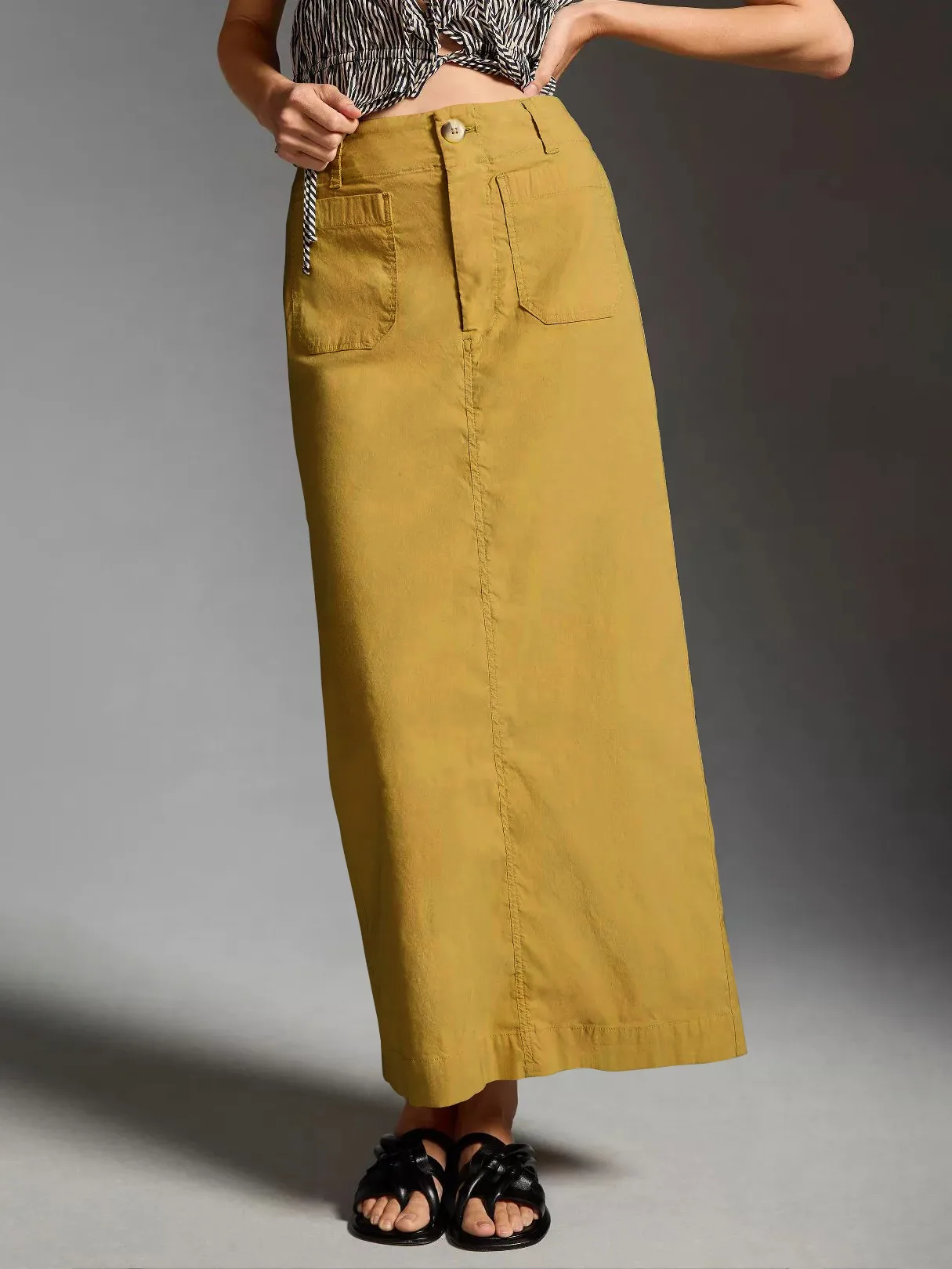 American Style Retro Straight Long Dress Autumn High-end Sense Pocket Skirt Commuter Style Solid Color Elegant Casual Workwear Skirt display picture 33