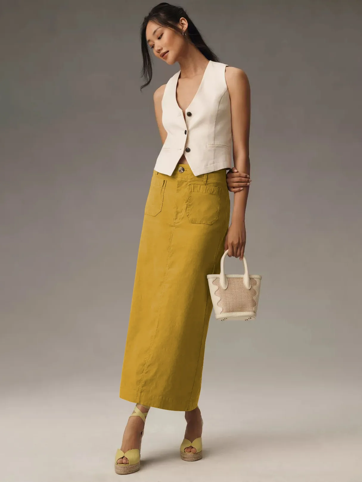 American Style Retro Straight Long Dress Autumn High-end Sense Pocket Skirt Commuter Style Solid Color Elegant Casual Workwear Skirt display picture 34