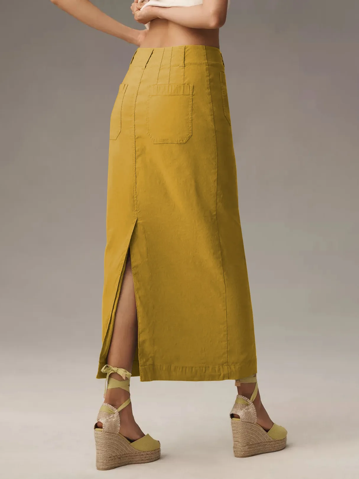 American Style Retro Straight Long Dress Autumn High-end Sense Pocket Skirt Commuter Style Solid Color Elegant Casual Workwear Skirt display picture 35