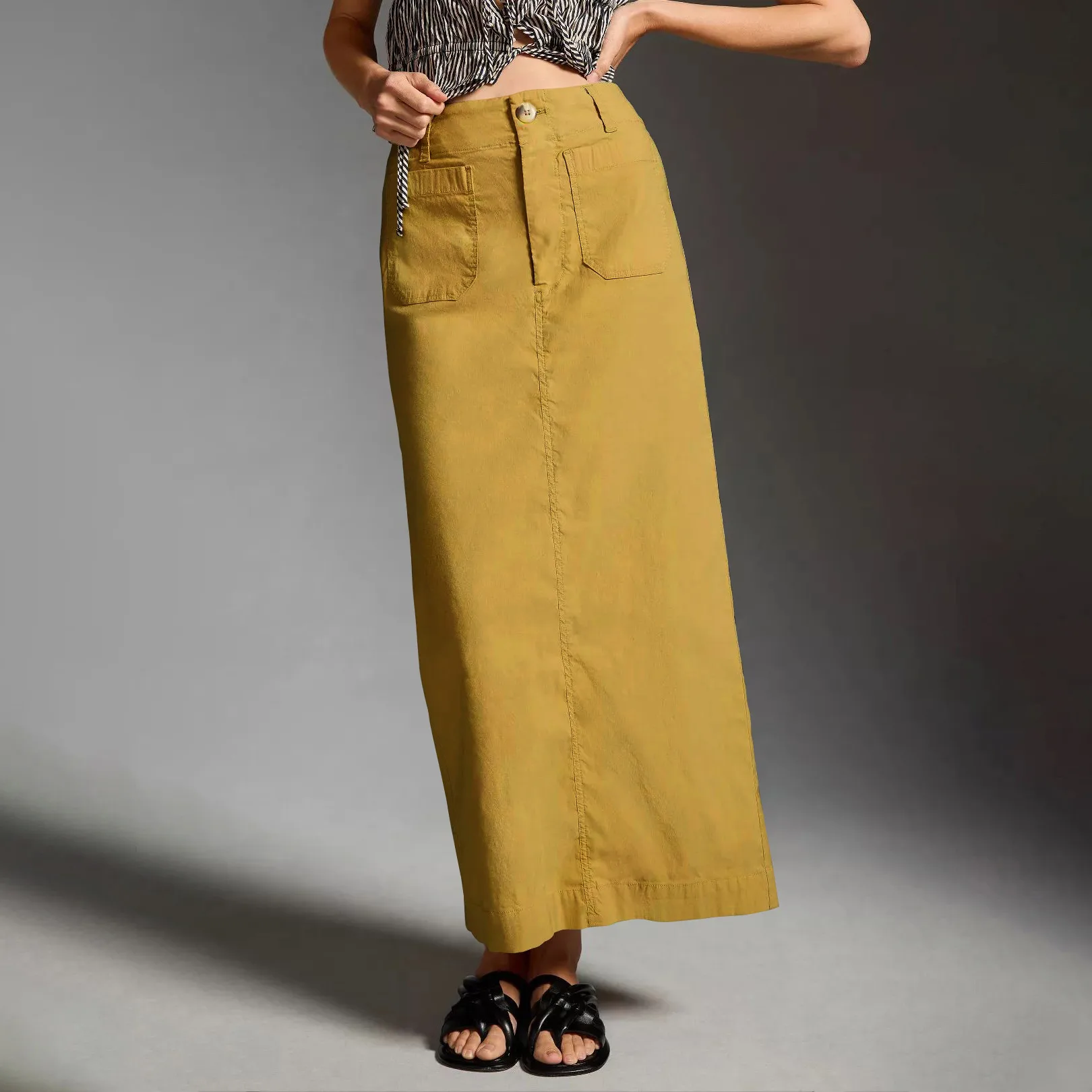 American Style Retro Straight Long Dress Autumn High-end Sense Pocket Skirt Commuter Style Solid Color Elegant Casual Workwear Skirt display picture 36