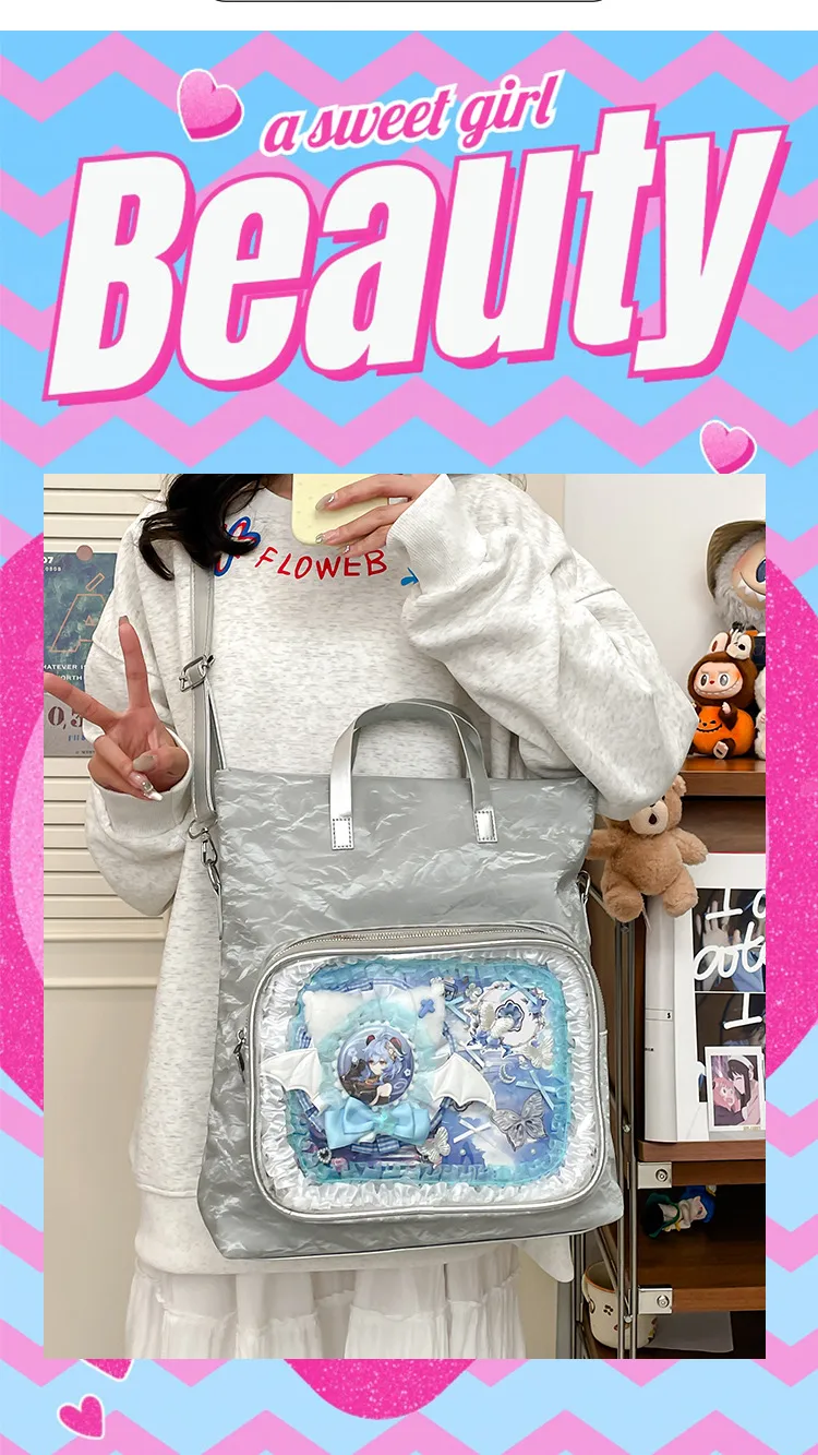 New Painful Bag Baby Bag Big Food Girl Casual Handbag College Student Shoulder Crossbody Bag Folding Ear Women's Bag display picture 1