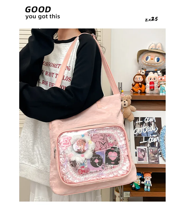 New Painful Bag Baby Bag Big Food Girl Casual Handbag College Student Shoulder Crossbody Bag Folding Ear Women's Bag display picture 3