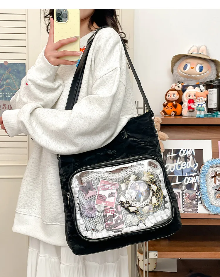 New Painful Bag Baby Bag Big Food Girl Casual Handbag College Student Shoulder Crossbody Bag Folding Ear Women's Bag display picture 13