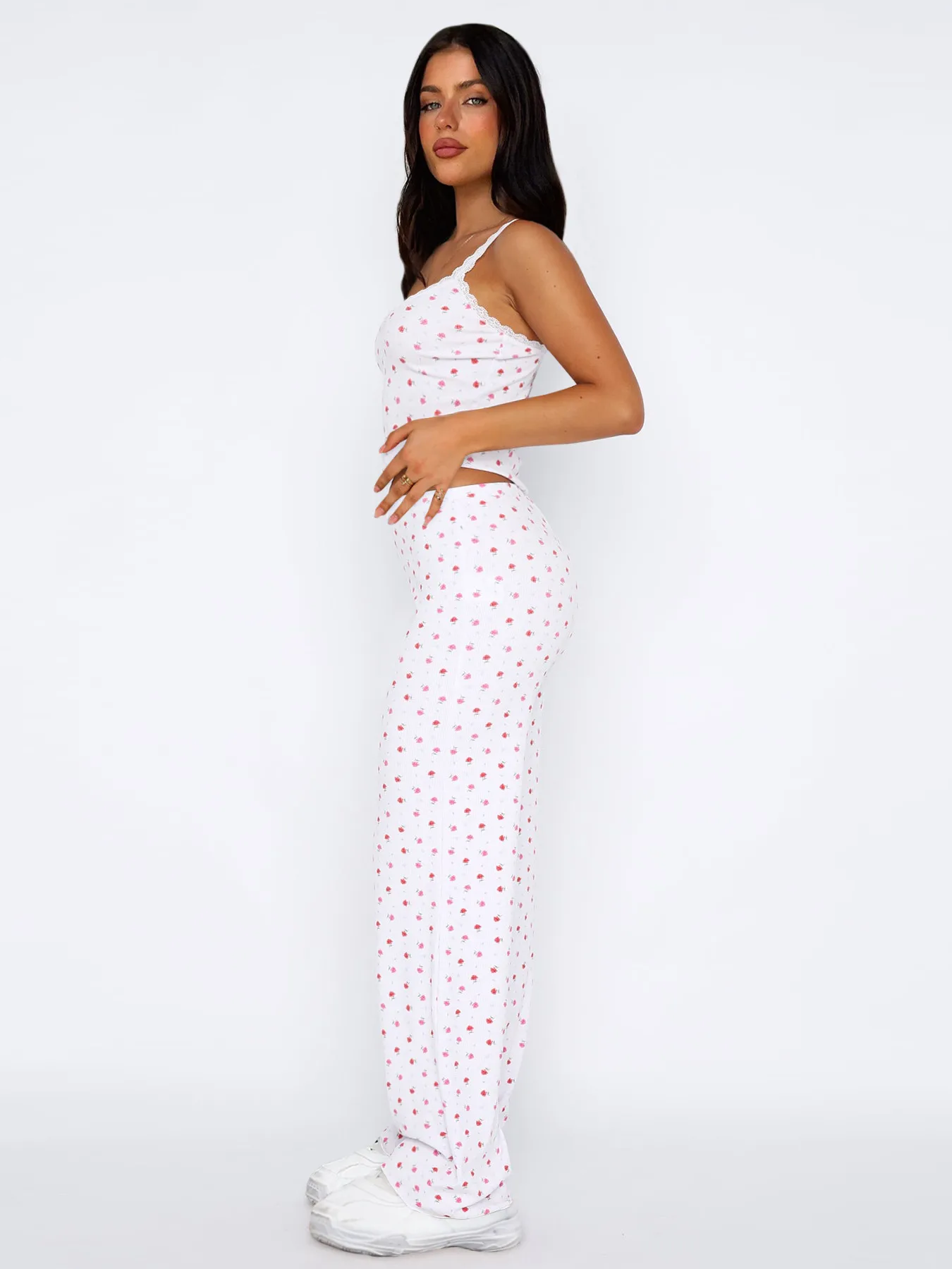 Lace Digital Printing Sling Casual Pants Two-Piece Women's Summer Suit Women's Casual Wear display picture 5