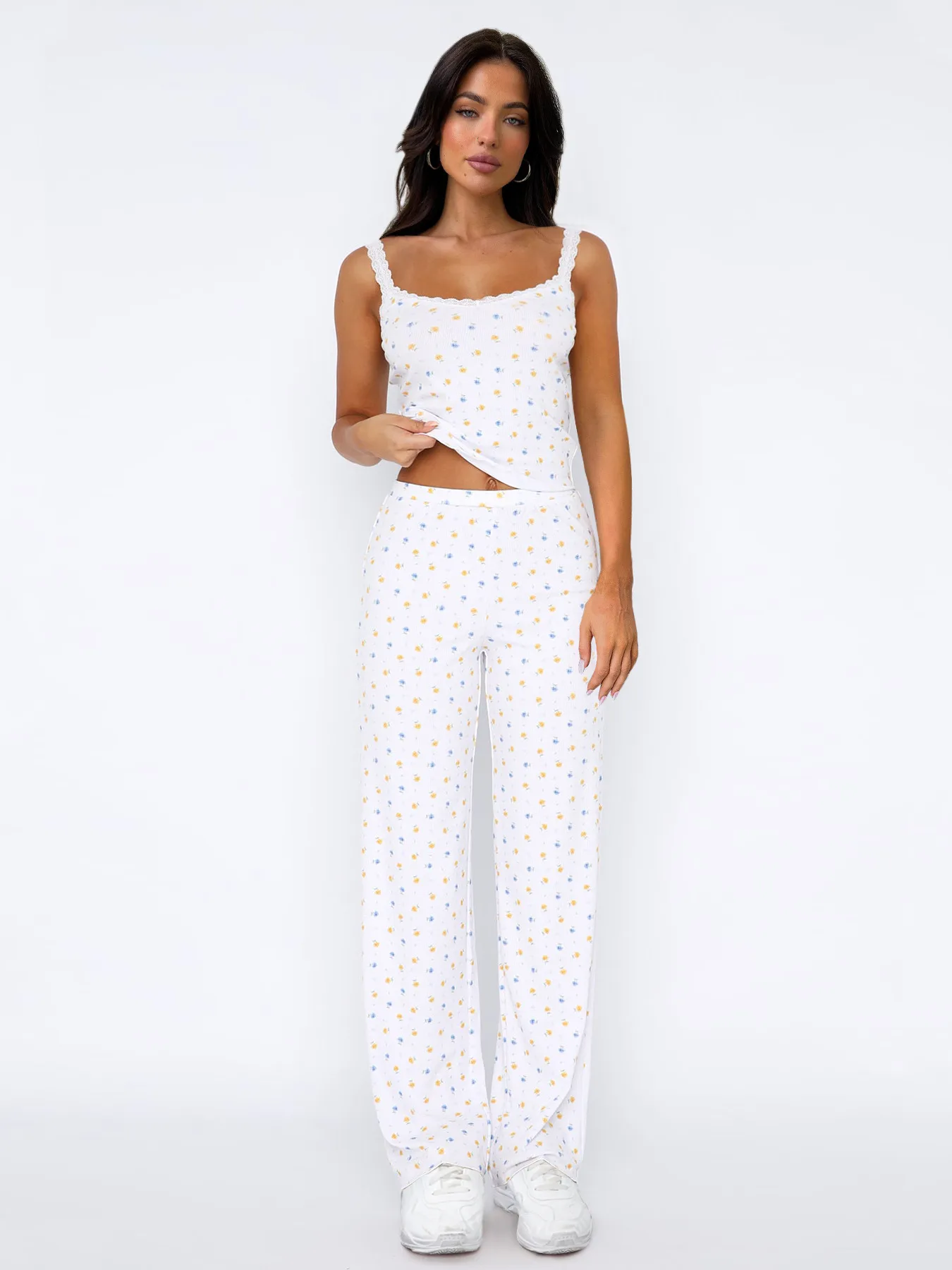 Lace Digital Printing Sling Casual Pants Two-Piece Women's Summer Suit Women's Casual Wear display picture 8