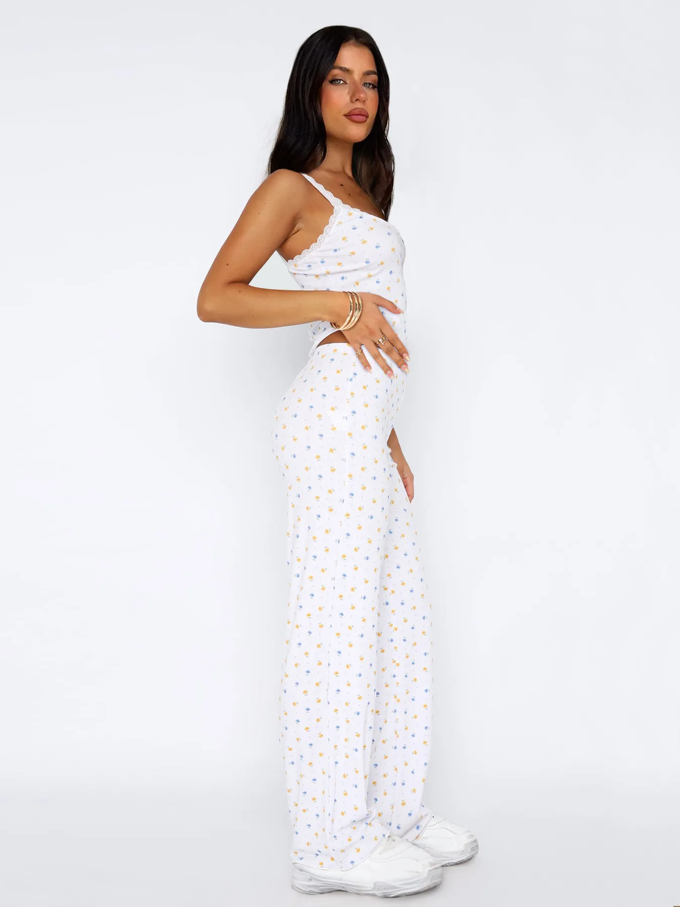 Lace Digital Printing Sling Casual Pants Two-Piece Women's Summer Suit Women's Casual Wear display picture 9
