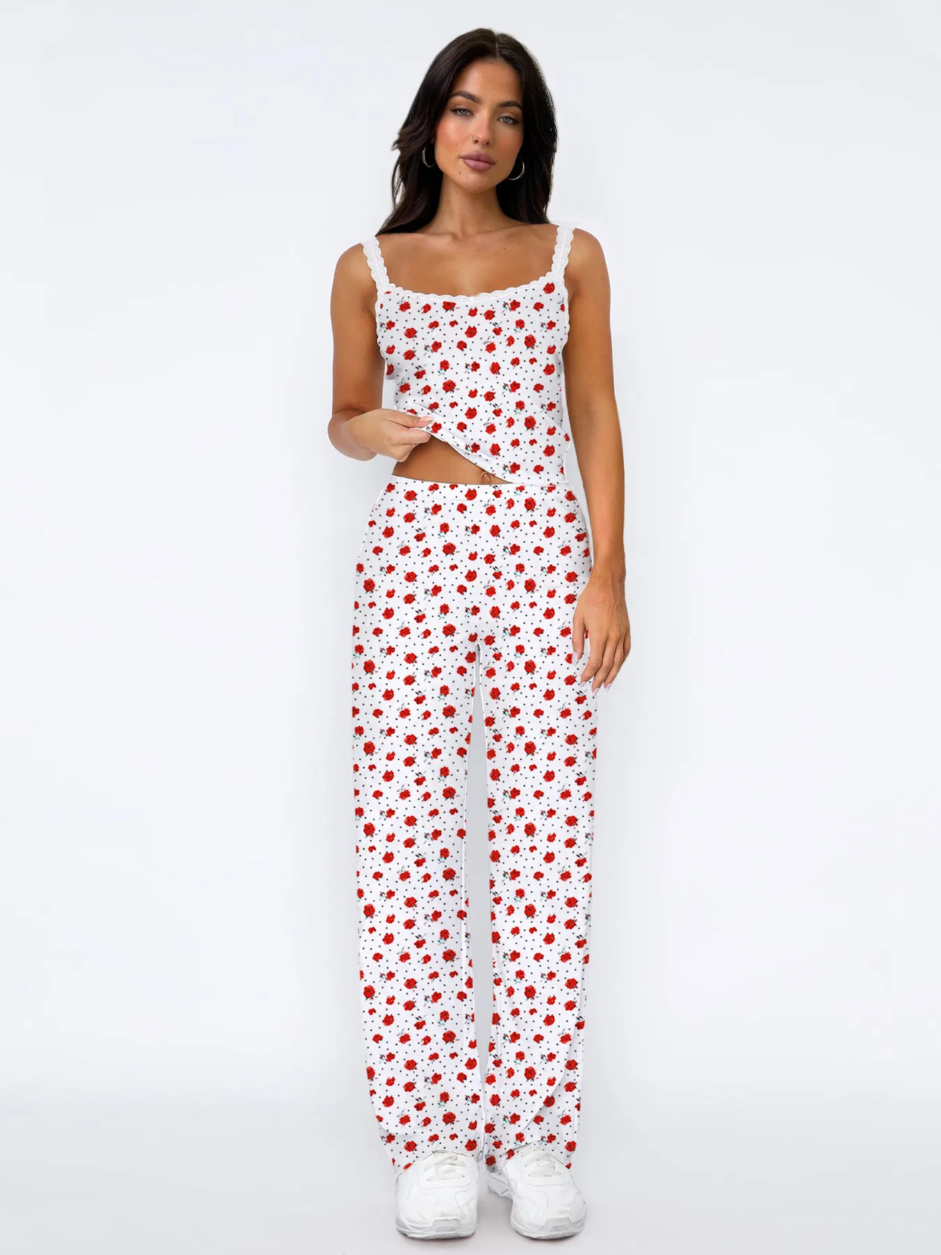 Lace Digital Printing Sling Casual Pants Two-Piece Women's Summer Suit Women's Casual Wear display picture 12