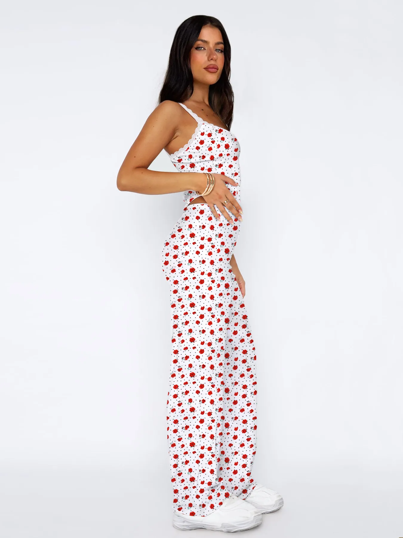 Lace Digital Printing Sling Casual Pants Two-Piece Women's Summer Suit Women's Casual Wear display picture 13