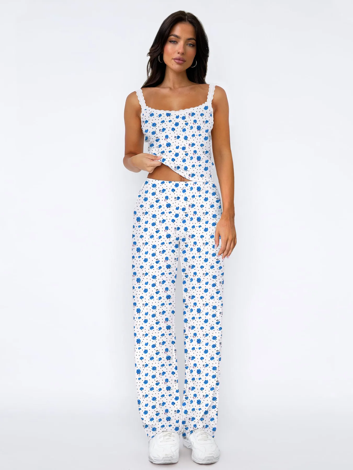 Lace Digital Printing Sling Casual Pants Two-Piece Women's Summer Suit Women's Casual Wear display picture 16