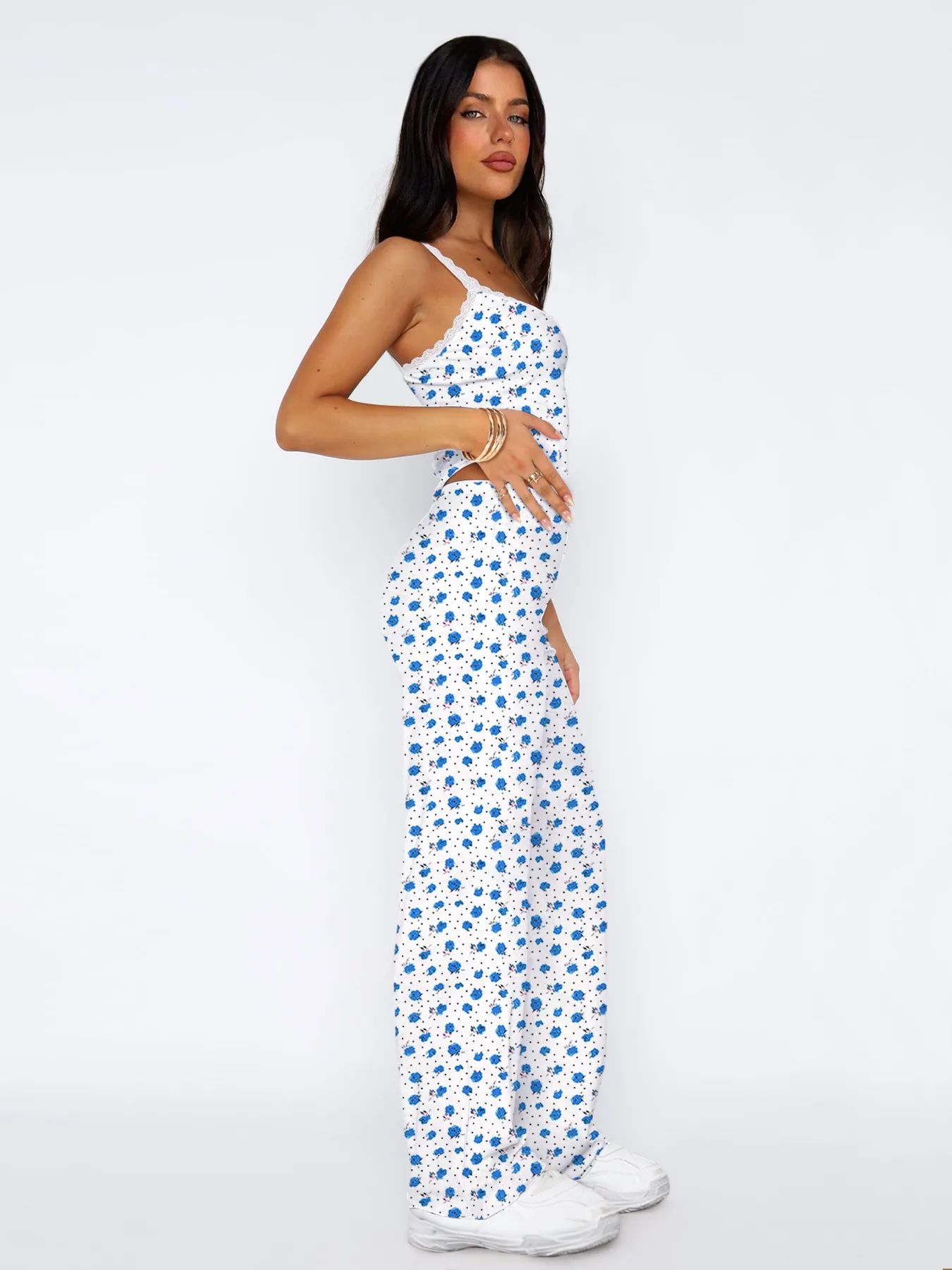 Lace Digital Printing Sling Casual Pants Two-Piece Women's Summer Suit Women's Casual Wear display picture 17