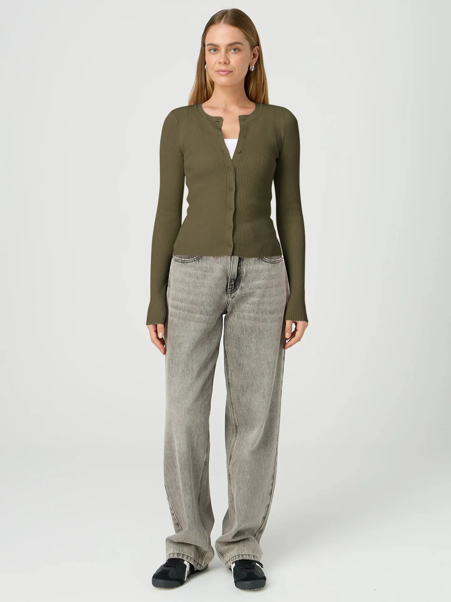 Y2K Fashion Women's Crewneck Autumn New Top Long Sleeve Button Slim Fit Thread Solid Color Jacket display picture 13