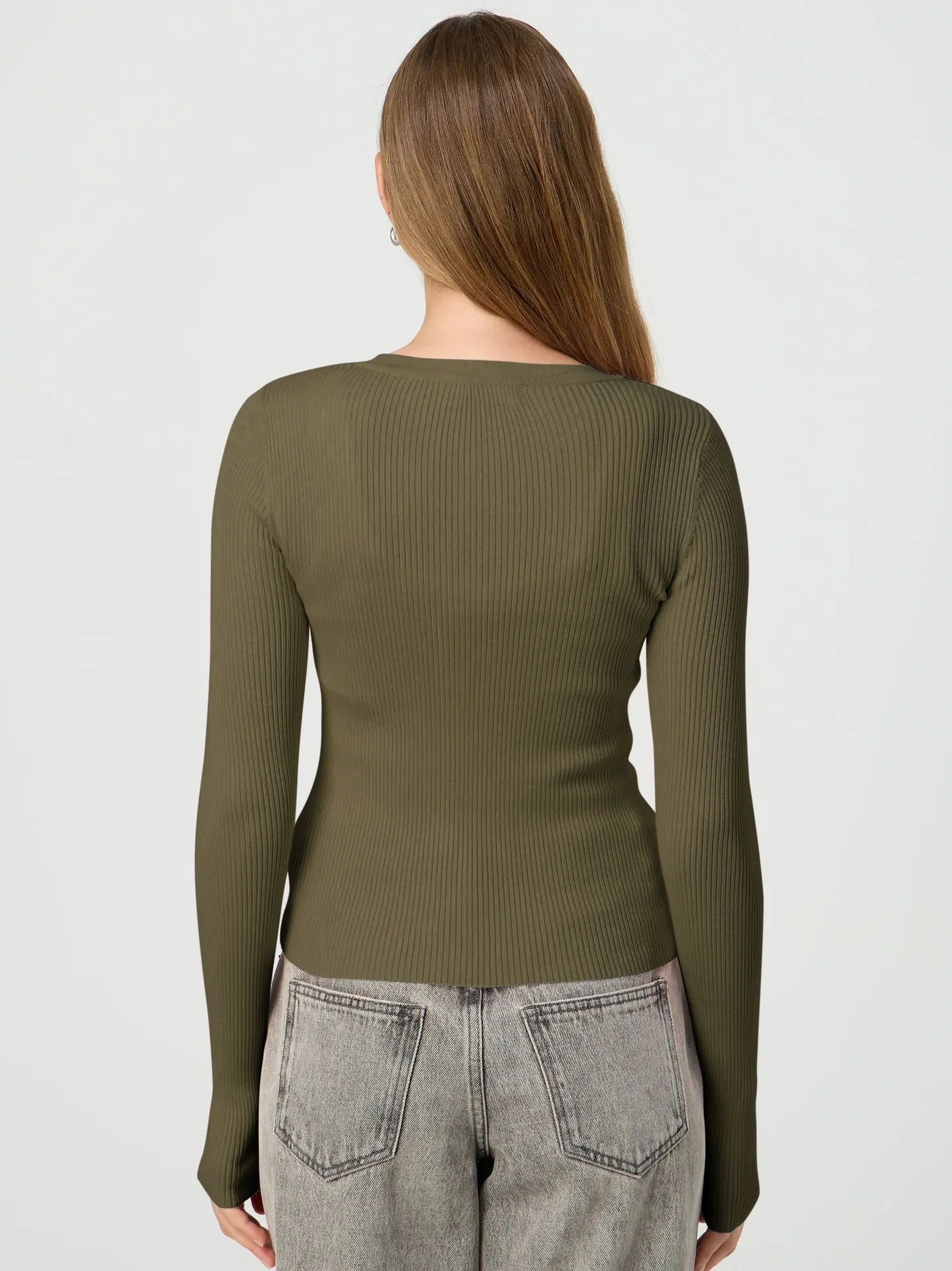 Y2K Fashion Women's Crewneck Autumn New Top Long Sleeve Button Slim Fit Thread Solid Color Jacket display picture 14