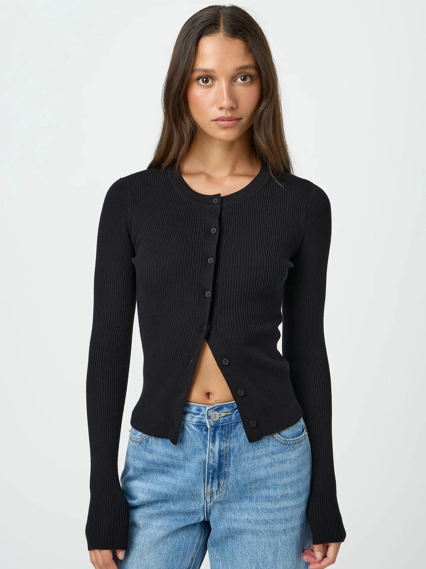 Y2K Fashion Women's Crewneck Autumn New Top Long Sleeve Button Slim Fit Thread Solid Color Jacket display picture 31
