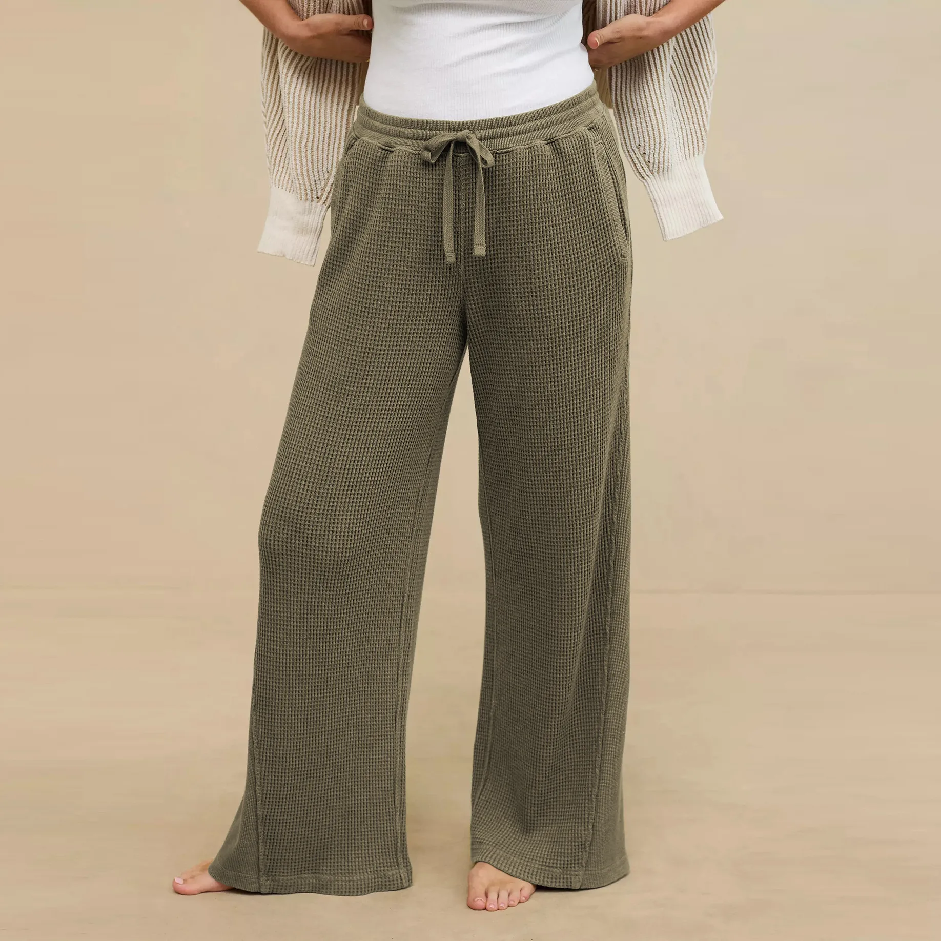New Foreign Trade Fashion Casual Loose Straight Leg Pants Trousers  Hot Solid Color Lace-up Commuter Autumn And Winter Wide Leg Pants display picture 7