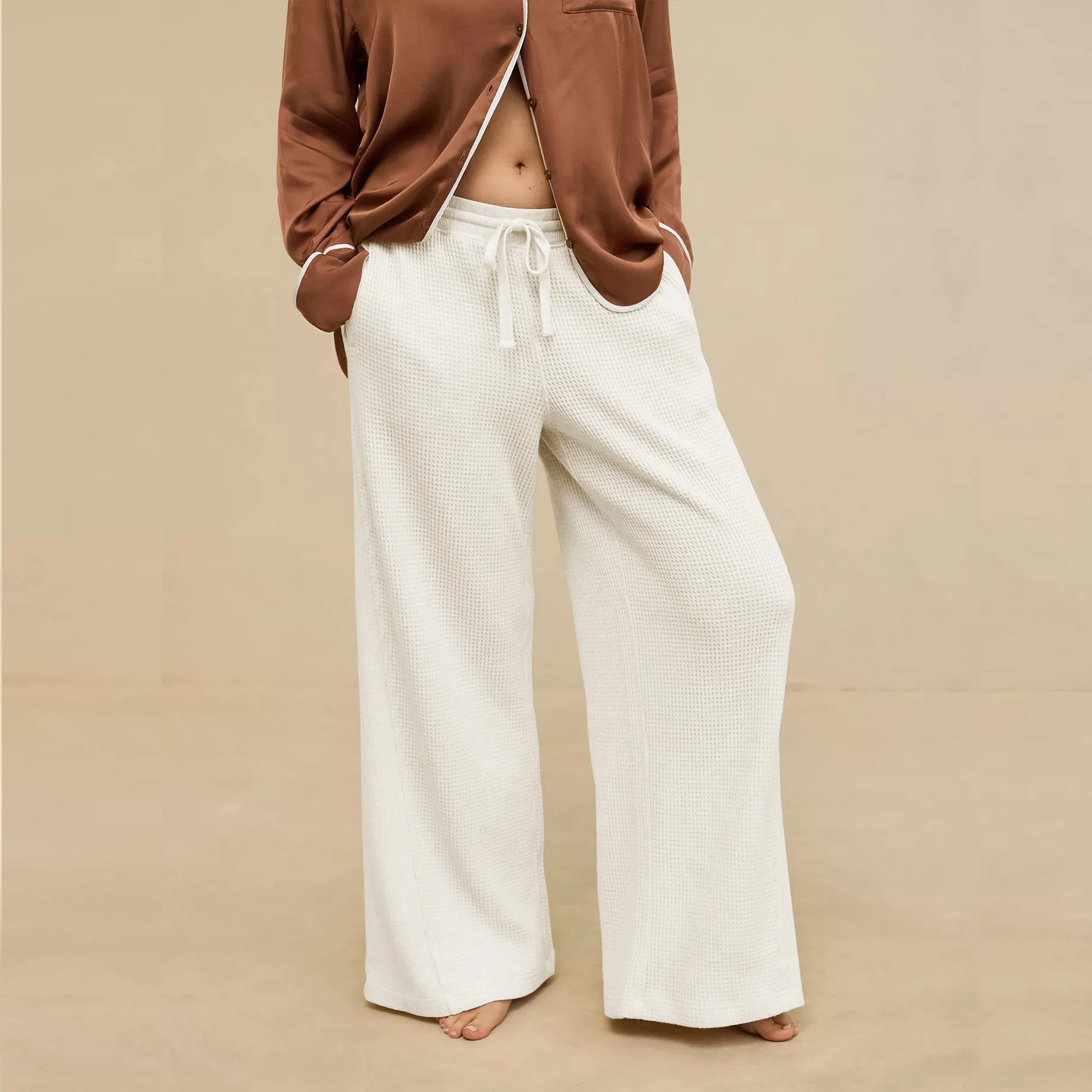 New Foreign Trade Fashion Casual Loose Straight Leg Pants Trousers  Hot Solid Color Lace-up Commuter Autumn And Winter Wide Leg Pants display picture 10