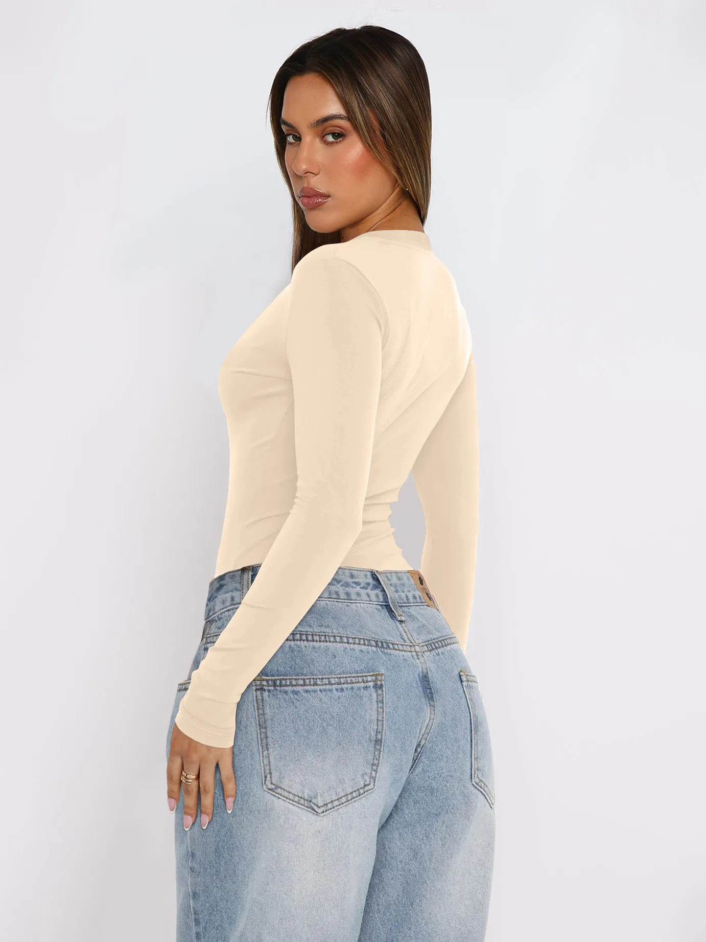 Foreign Trade  Hot Girl Y2K Explosions Women's Wear Deep V-neck Solid Color All-match Slim-fit Top With Long Sleeve Autumn And Winter Women display picture 25