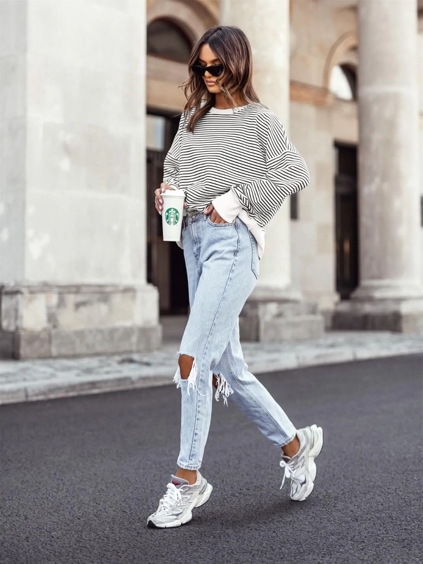 Designed Street Trendy Knitted Fashion  Best Selling Long Sleeve Round Neck Stripe Contrast Color Sweater American Top Women display picture 30