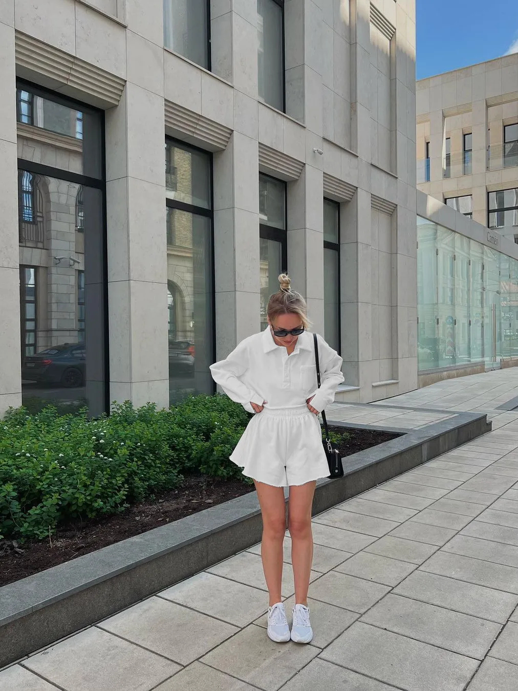 New  POLO Collar Button Pocket Casual Top With Loose Waist Shorts Suit Two-piece Set For Women display picture 25