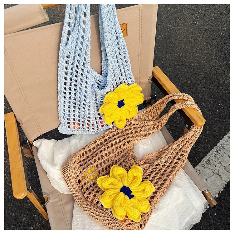 Artistic Hollow Knitted Woven Bag Women's Large Capacity  New Casual Shoulder Bag Seaside Vacation Beach Bag display picture 30