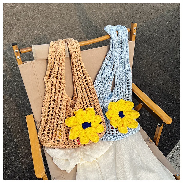Artistic Hollow Knitted Woven Bag Women's Large Capacity  New Casual Shoulder Bag Seaside Vacation Beach Bag display picture 31