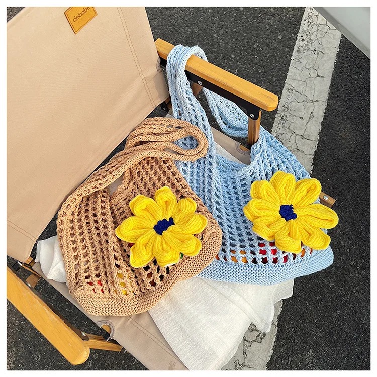 Artistic Hollow Knitted Woven Bag Women's Large Capacity  New Casual Shoulder Bag Seaside Vacation Beach Bag display picture 32