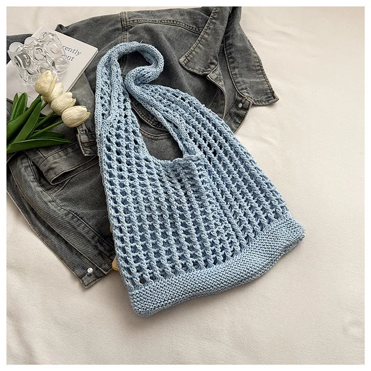 Artistic Hollow Knitted Woven Bag Women's Large Capacity  New Casual Shoulder Bag Seaside Vacation Beach Bag display picture 37