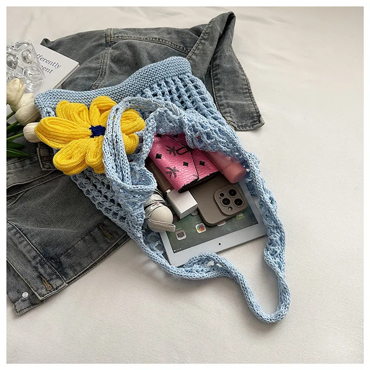 Artistic Hollow Knitted Woven Bag Women's Large Capacity  New Casual Shoulder Bag Seaside Vacation Beach Bag display picture 39