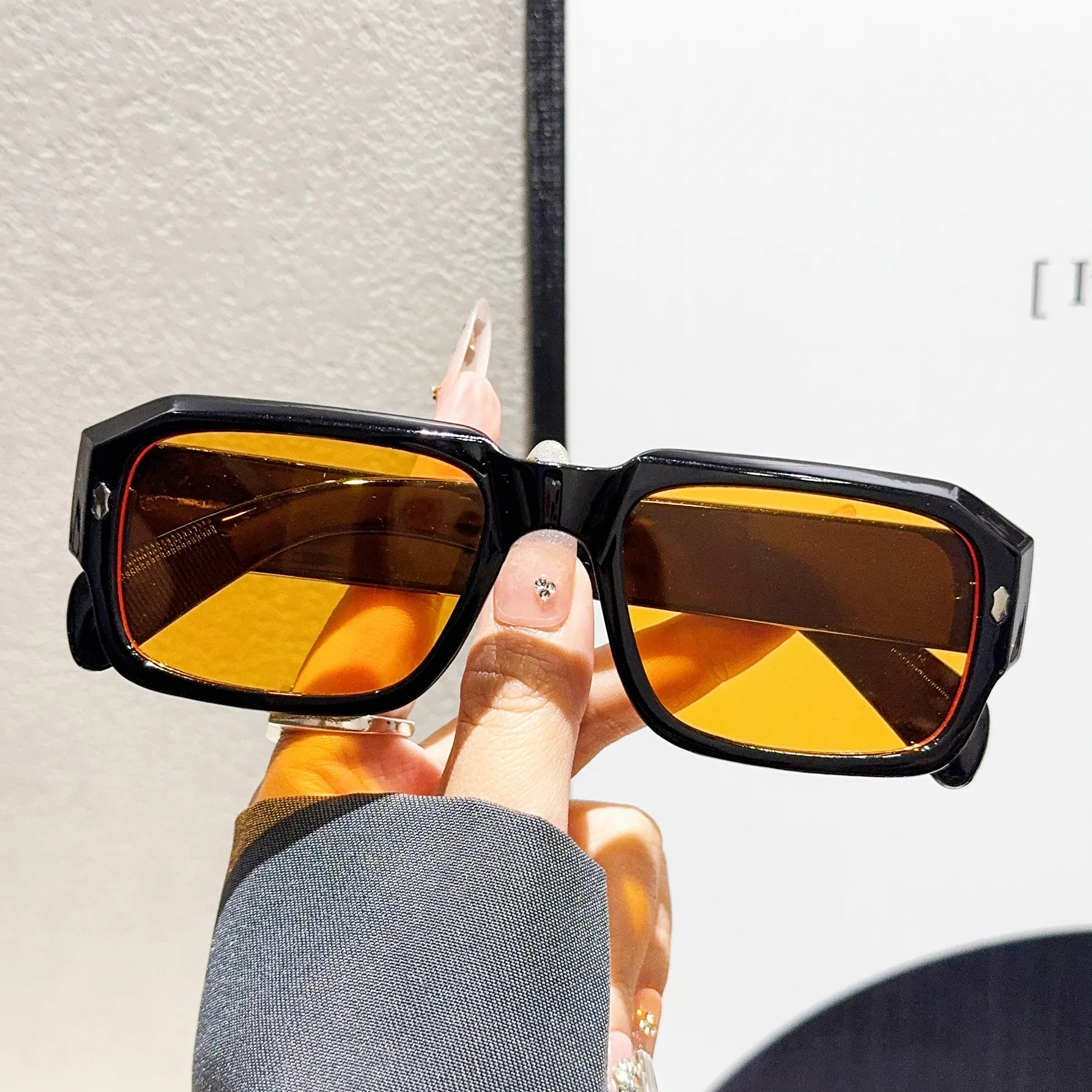 Casual Classic Style Solid Color Ac UV400 Protection Tinted Lenses Square Full Frame Glasses display picture 2