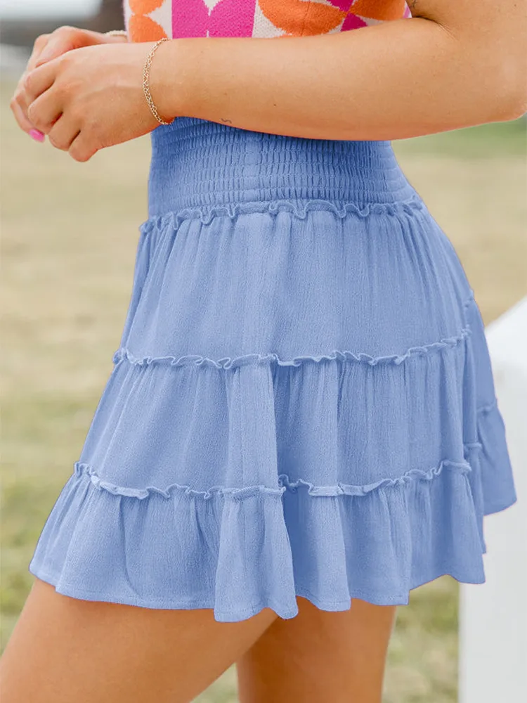 Comfortable Casual Holiday Style Lotus Leaf Skirt Solid Color Tight Waist Cotton Skirt Summer Women's High-end Sense display picture 4