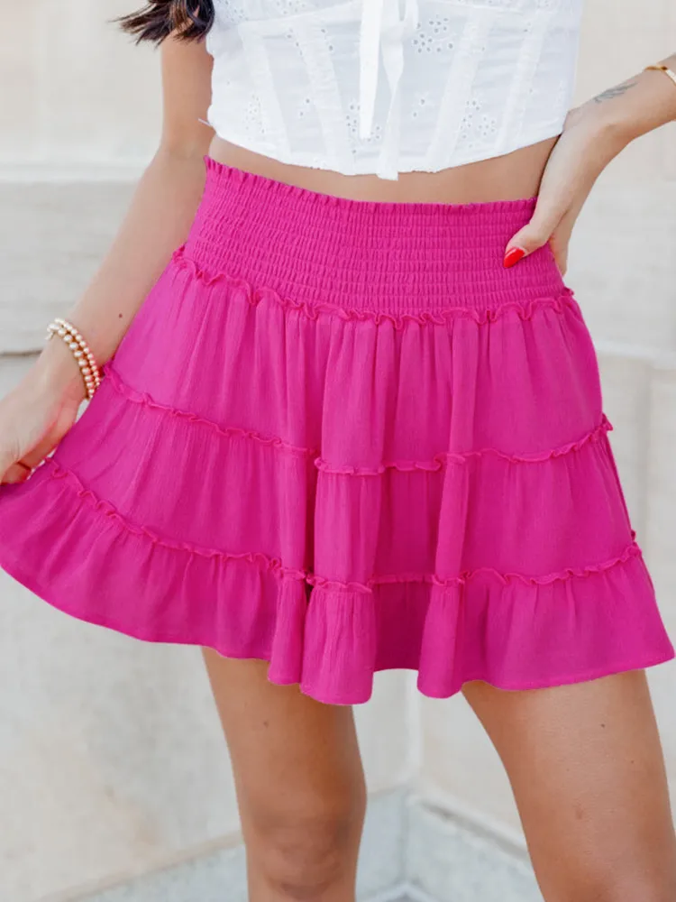 Comfortable Casual Holiday Style Lotus Leaf Skirt Solid Color Tight Waist Cotton Skirt Summer Women's High-end Sense display picture 13