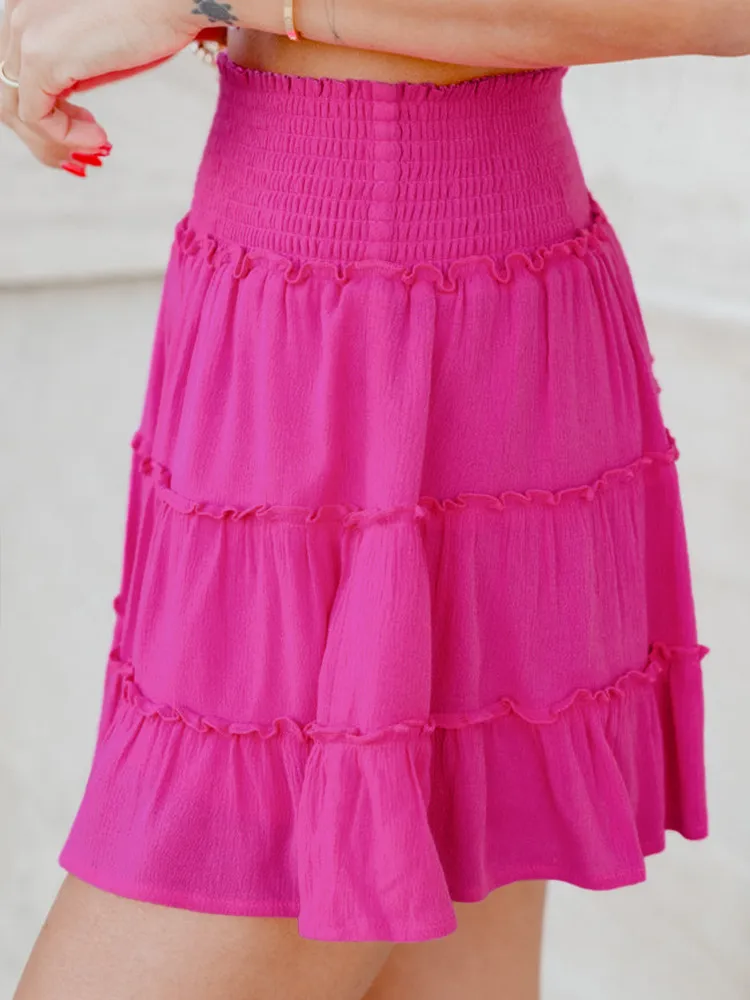 Comfortable Casual Holiday Style Lotus Leaf Skirt Solid Color Tight Waist Cotton Skirt Summer Women's High-end Sense display picture 14