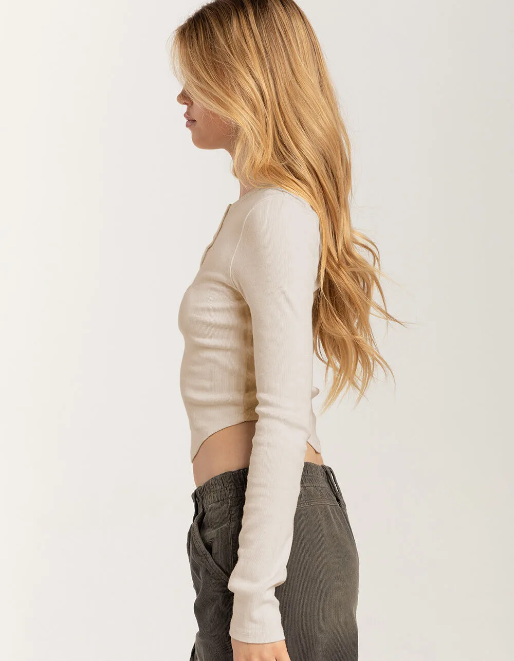 Foreign Trade Explosions Long-sleeved Slim-fit Slim Threaded Top Button Solid Color Simple Basic High Quality Women's Clothing display picture 5