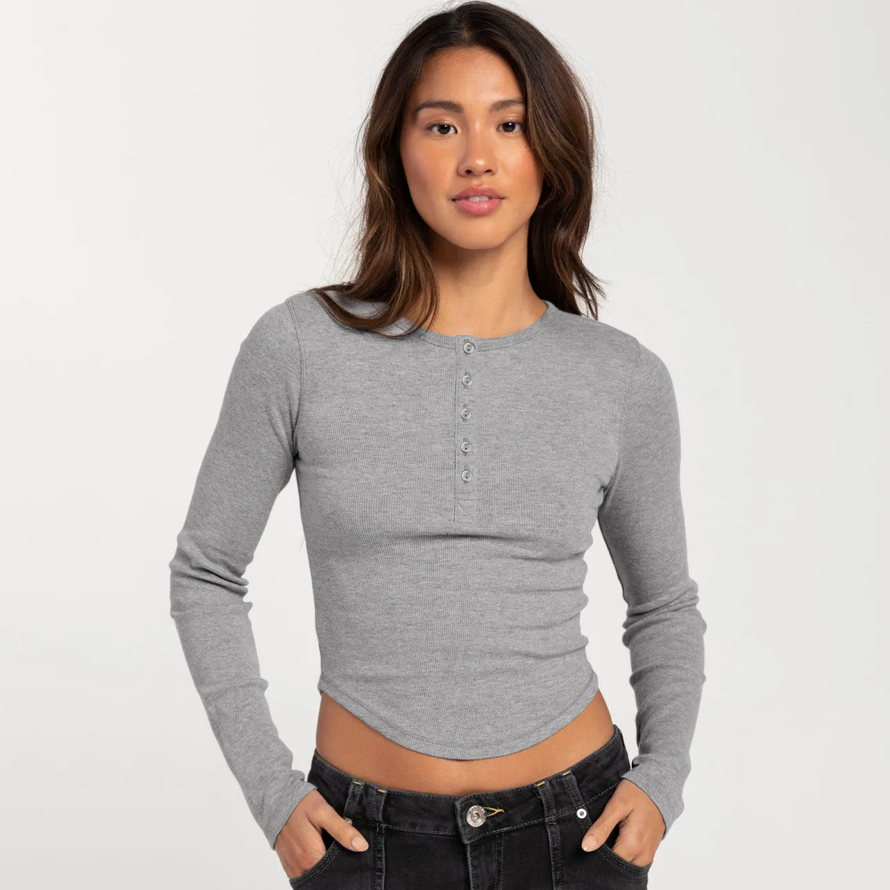 Foreign Trade Explosions Long-sleeved Slim-fit Slim Threaded Top Button Solid Color Simple Basic High Quality Women's Clothing display picture 7