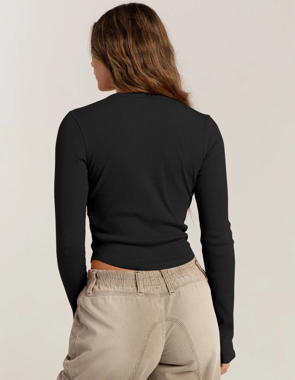 Foreign Trade Explosions Long-sleeved Slim-fit Slim Threaded Top Button Solid Color Simple Basic High Quality Women's Clothing display picture 16