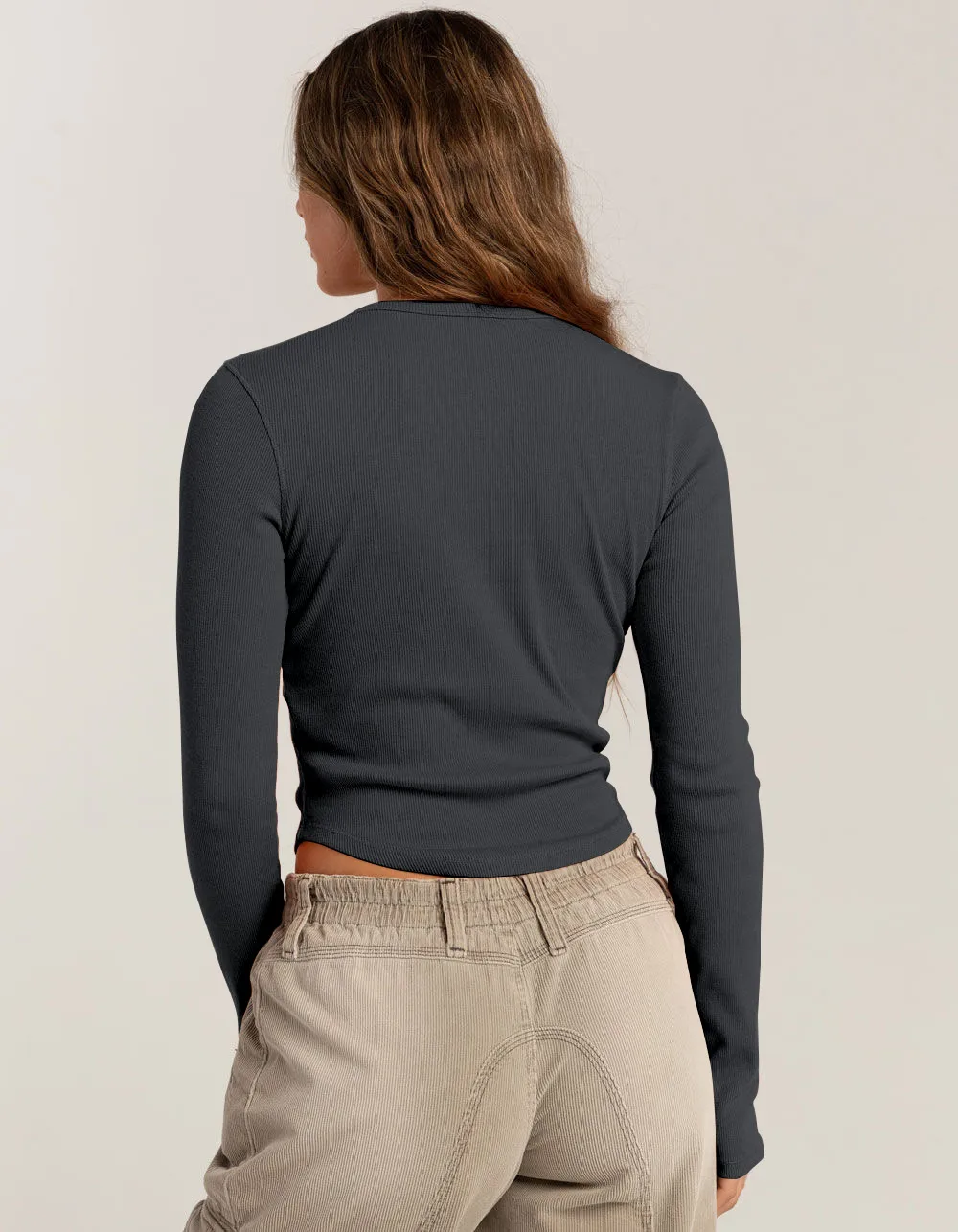Foreign Trade Explosions Long-sleeved Slim-fit Slim Threaded Top Button Solid Color Simple Basic High Quality Women's Clothing display picture 26