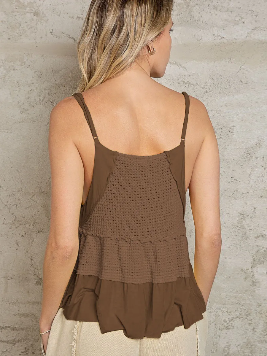 Wish  Explosions Casual Knitted Vest Base Women's Spring And Summer Irregular Stitching Spice Sling Sleeveless Top display picture 20
