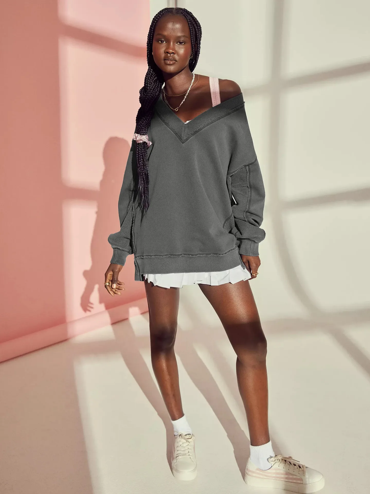 Wish  Hot Selling New  Women's Fashion Brand Pullover Sweater Jacket Loose Long Sleeve Top Knitted Shirt display picture 2