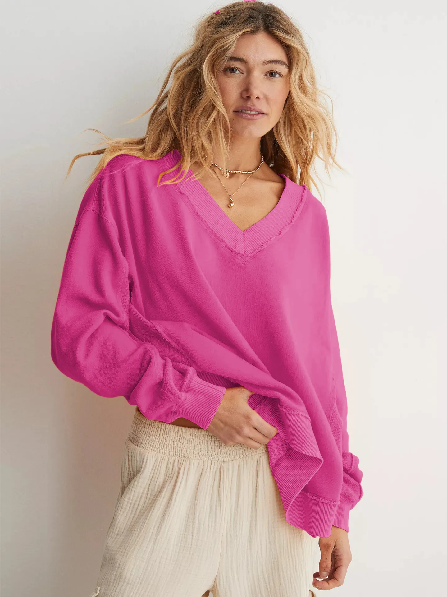 Wish  Hot Selling New  Women's Fashion Brand Pullover Sweater Jacket Loose Long Sleeve Top Knitted Shirt display picture 15