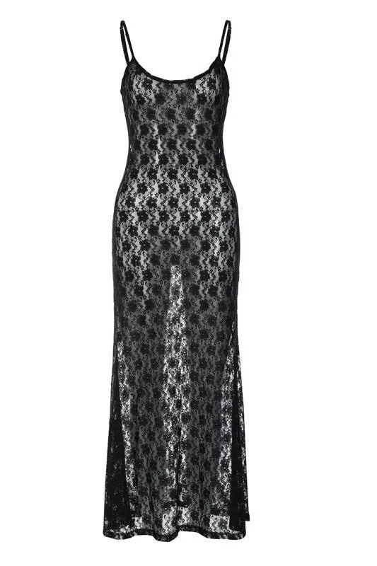 Women's Chiffon Dress Sexy Romantic Strap Sleeveless Lace Maxi Long Dress Date Festival Bar display picture 4