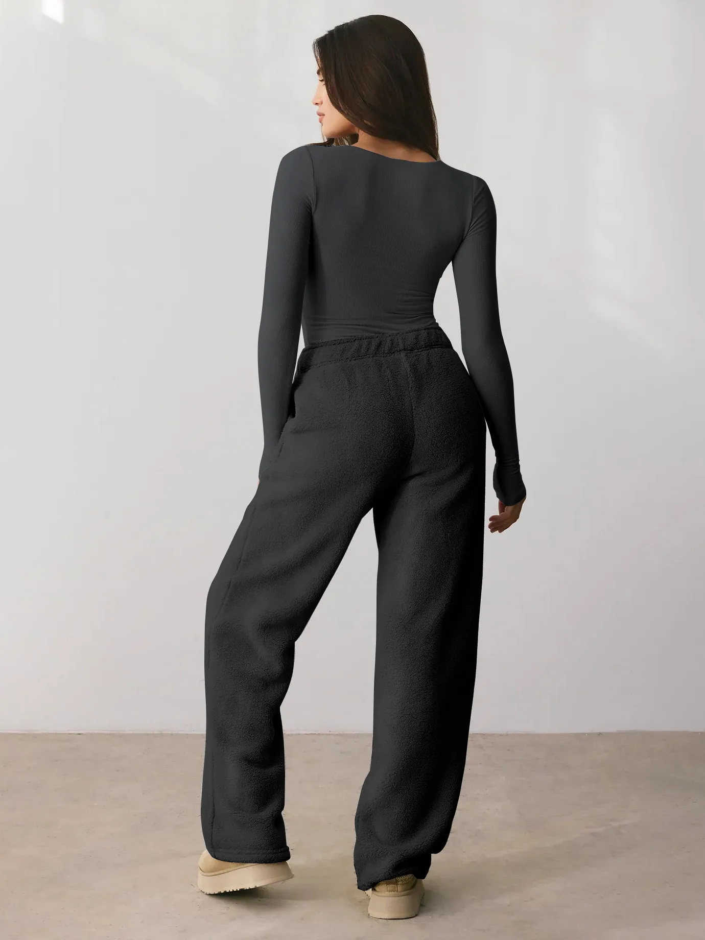 Spring And Summer New  Style Square Collar Long Sleeve Top Sexy Slim Fashion Solid Color Inside display picture 11