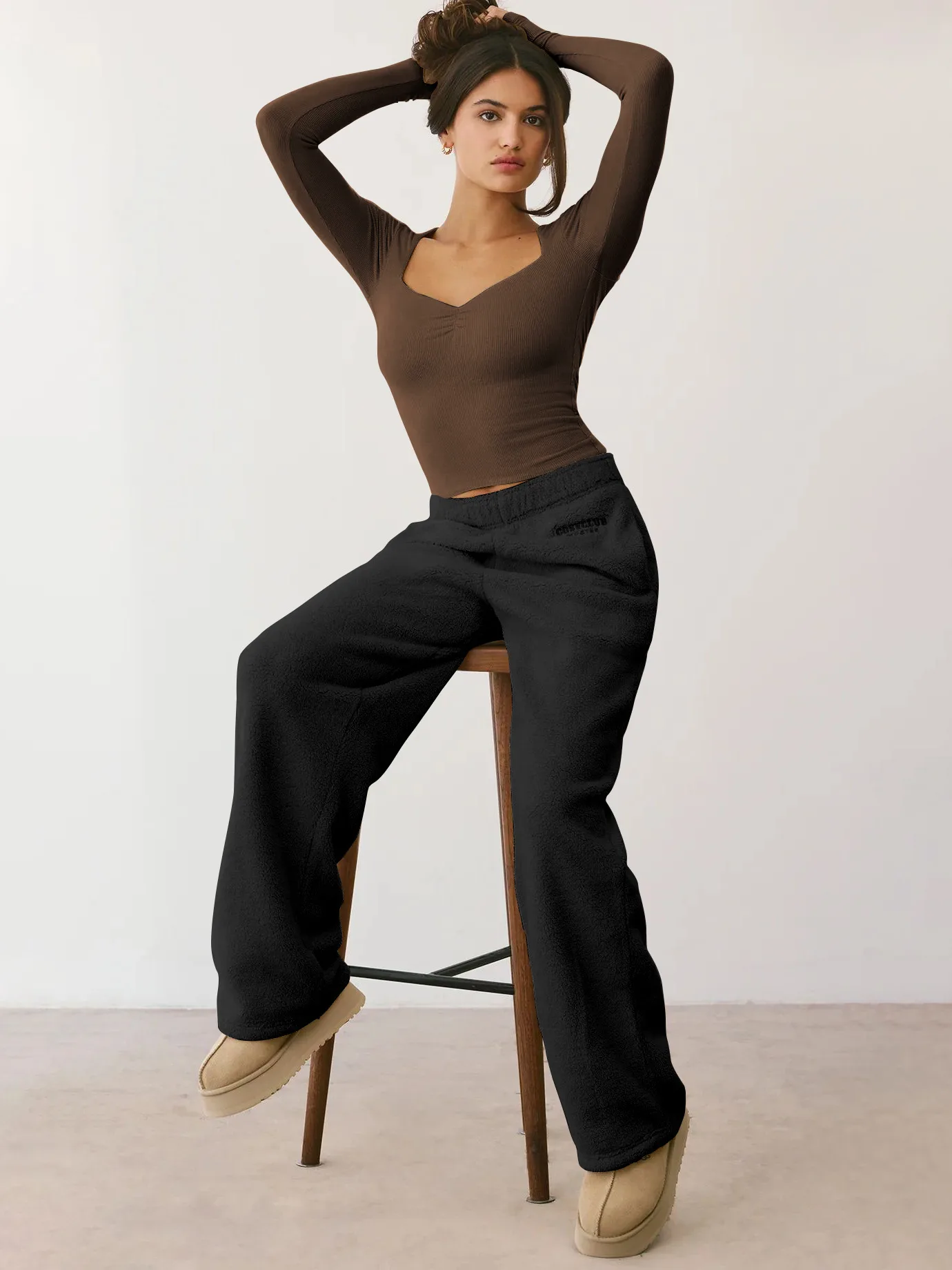 Spring And Summer New  Style Square Collar Long Sleeve Top Sexy Slim Fashion Solid Color Inside display picture 14