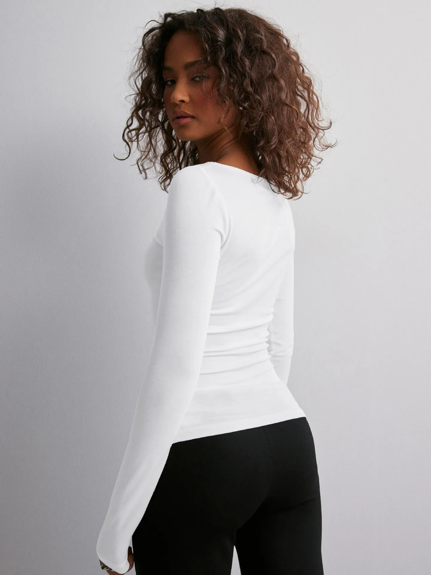 Personality Street One-character Collar Long-sleeved Naked Single-grind Slim-fit T-shirt Casual Style Slim-fit Y2K Hot Girl Top display picture 36